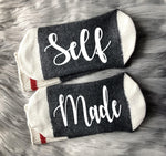 Self Made-Hustle and Heart-Goal Digger-Girl Boss-Motivational Quote-Inspirational Socks-Inspirational Gift-Entrepreneur-Entrepreneur Gift