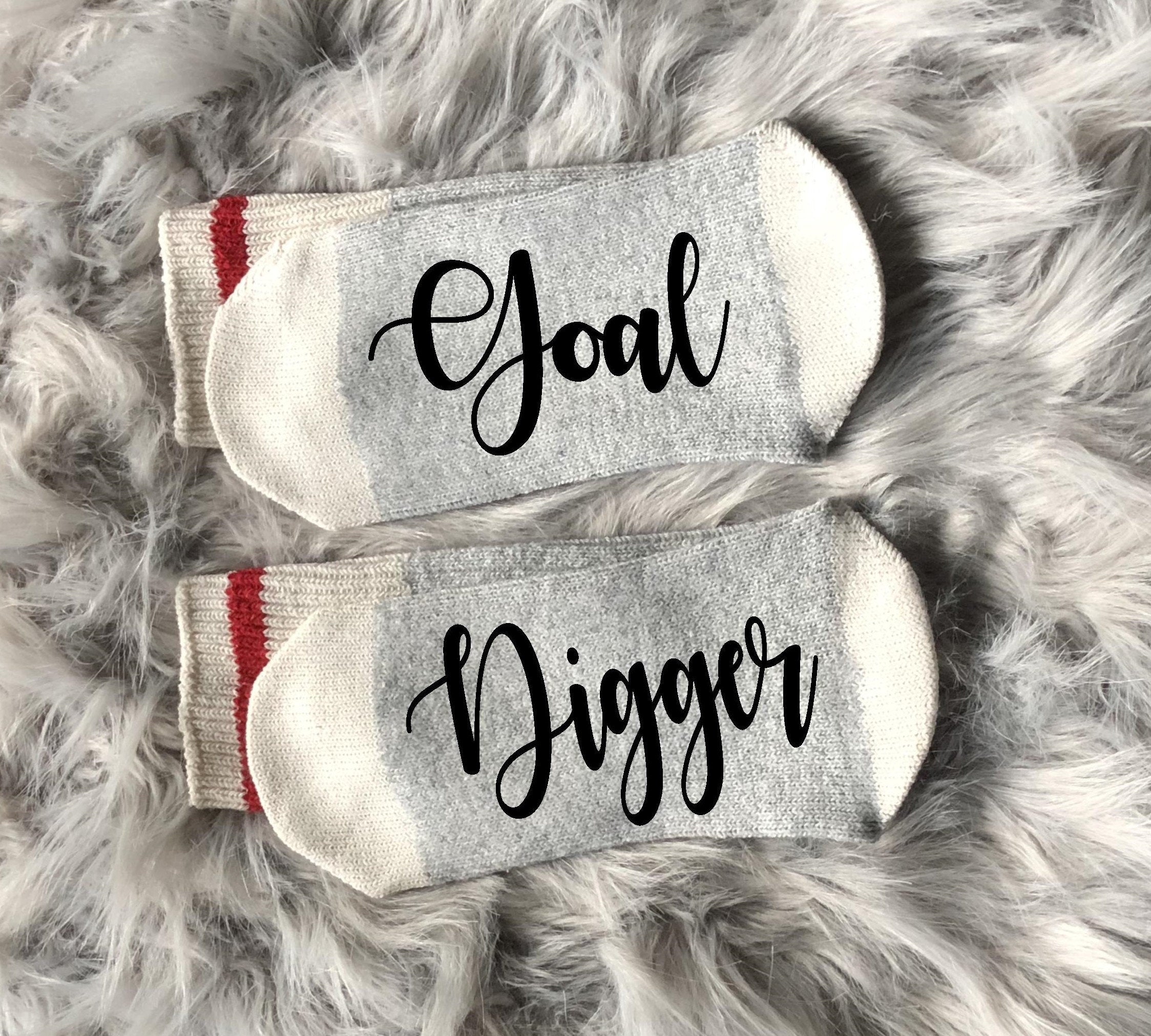 Goal Digger-Girl Boss-Motivational Quote-Self Made-Hustle and Heart-Inspirational Socks-Inspirational Gift-Entrepreneur-Entrepreneur Gift